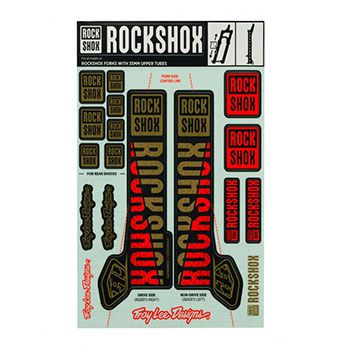 UNIVERZALNI SET NALEPK ZLATNO-ORANŽNA BARVA ZA VILICE ROCK SHOX, 35 mm